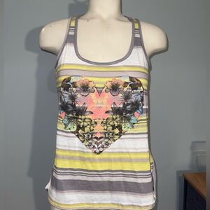 Dots Yellow Gray Graphic Tank Top Y2K size small shirt